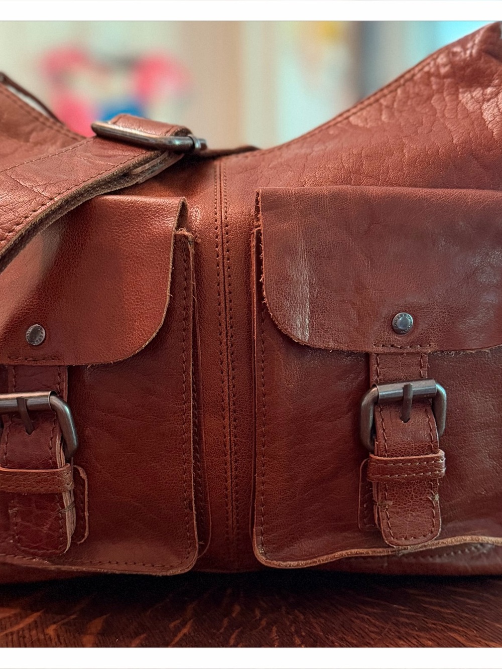 Brown Leather Messenger Crossbody Bag - Classic Carryall Distressed